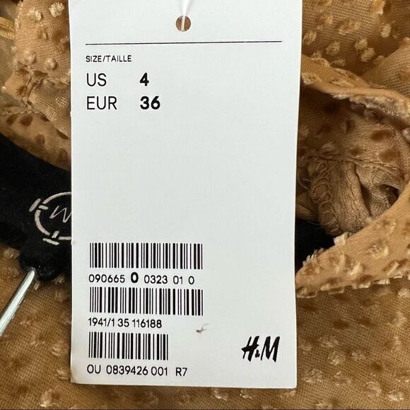 H&M Puff Sleeved Mini Dress in Dark Beige, Size 4 - Picture 15 of 16